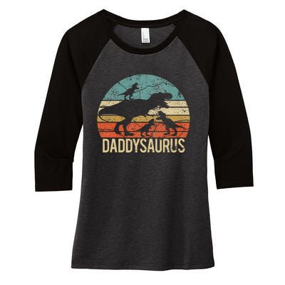 Daddy Dinosaur Daddysaurus 3 Three Xmas Christmas Gift Women's Tri-Blend 3/4-Sleeve Raglan Shirt