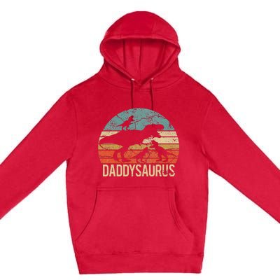 Daddy Dinosaur Daddysaurus 3 Three Xmas Christmas Gift Premium Pullover Hoodie