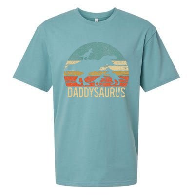 Daddy Dinosaur Daddysaurus 3 Three Xmas Christmas Gift Sueded Cloud Jersey T-Shirt