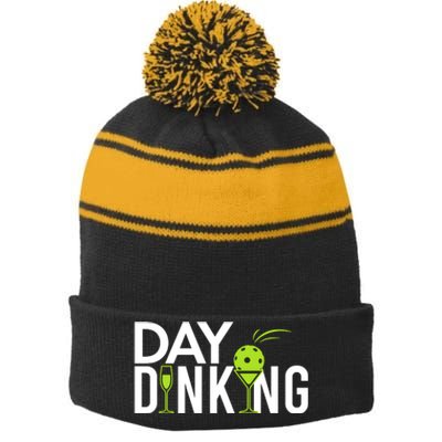 Day Dinking Drinking Pickleball Stripe Pom Pom Beanie