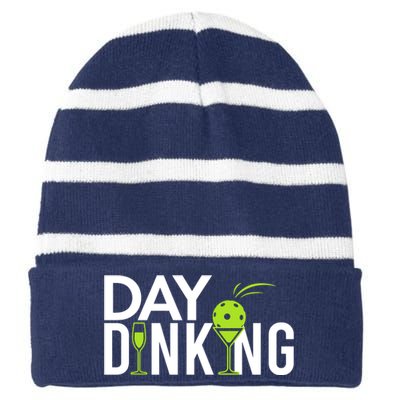 Day Dinking Drinking Pickleball Striped Beanie with Solid Band