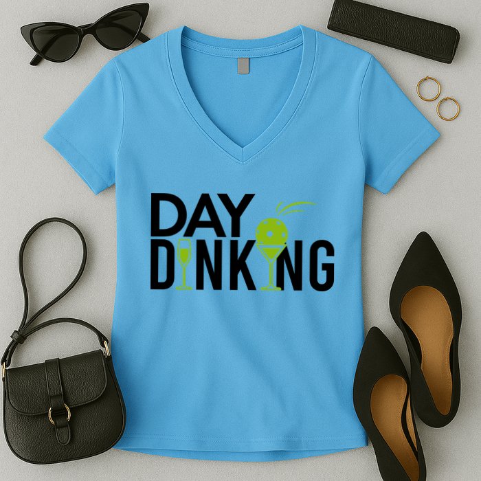 Day Dinking Drinking Pickleball Women's V-Neck T-Shirt