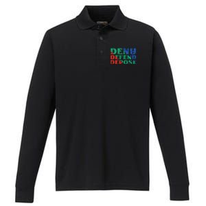 Deny Defend Depose Performance Long Sleeve Polo