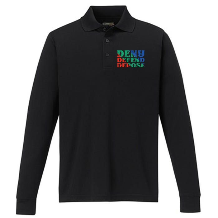 Deny Defend Depose Performance Long Sleeve Polo