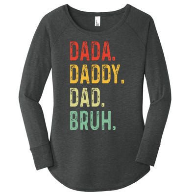 Dada Daddy Dad Bruh Fathers Day Vintage Funny Father Women's Perfect Tri Tunic Long Sleeve Shirt