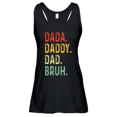 Dada Daddy Dad Bruh Fathers Day Vintage Funny Father Ladies Essential Flowy Tank