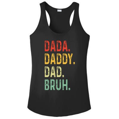 Dada Daddy Dad Bruh Fathers Day Vintage Funny Father Ladies PosiCharge Competitor Racerback Tank