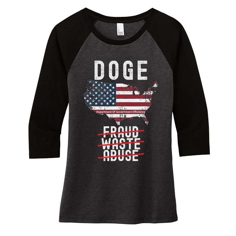 Doge D.O.G.E. Department Of Government Efficiency Women's Tri-Blend 3/4-Sleeve Raglan Shirt