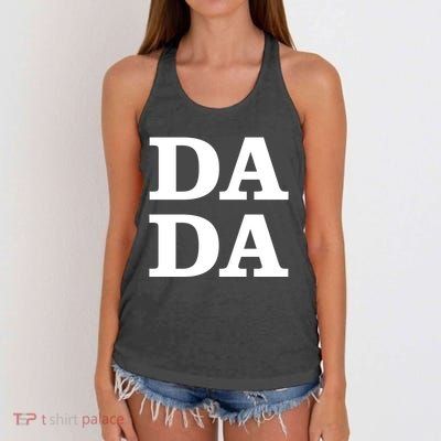 Da Da Dad Funny Fathers Day Women's Knotted Racerback Tank