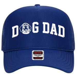 Dog Dad Dachshund Gift For Dad High Crown Mesh Back Trucker Hat