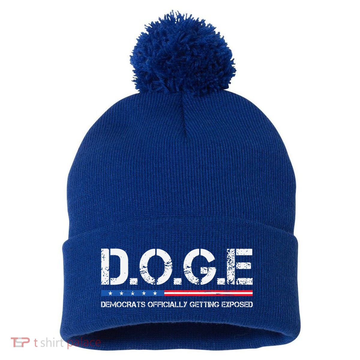 D.O.G.E Doge Democrats Officially Getting Exposed Pom Pom 12in Knit Beanie