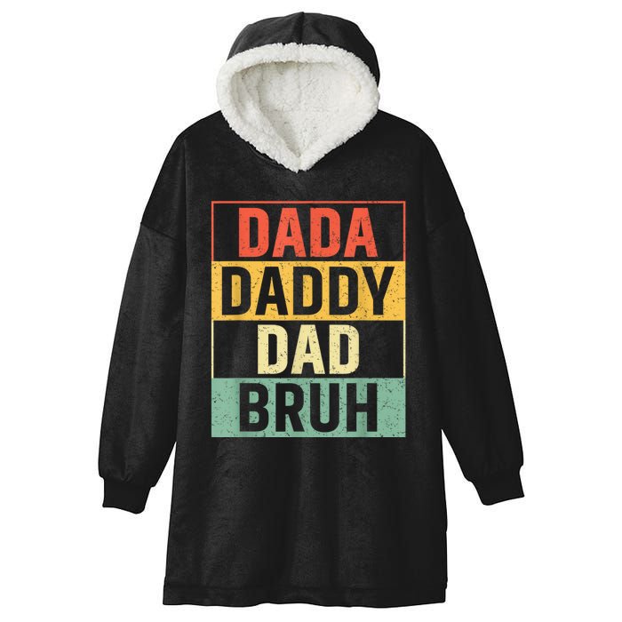 Dada Daddy Dad Bruh Fathers Day Vintage Funny Father Hooded Wearable Blanket