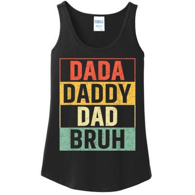 Dada Daddy Dad Bruh Fathers Day Vintage Funny Father Ladies Essential Tank