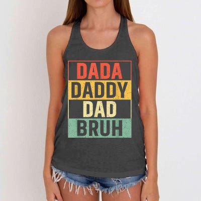 Dada Daddy Dad Bruh Fathers Day Vintage Funny Father Women's Knotted Racerback Tank