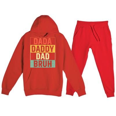 Dada Daddy Dad Bruh Fathers Day Vintage Funny Father Premium Hooded Sweatsuit Set