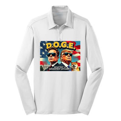 D.O.G.E Doge Department Of Government Efficiency Silk Touch Performance Long Sleeve Polo