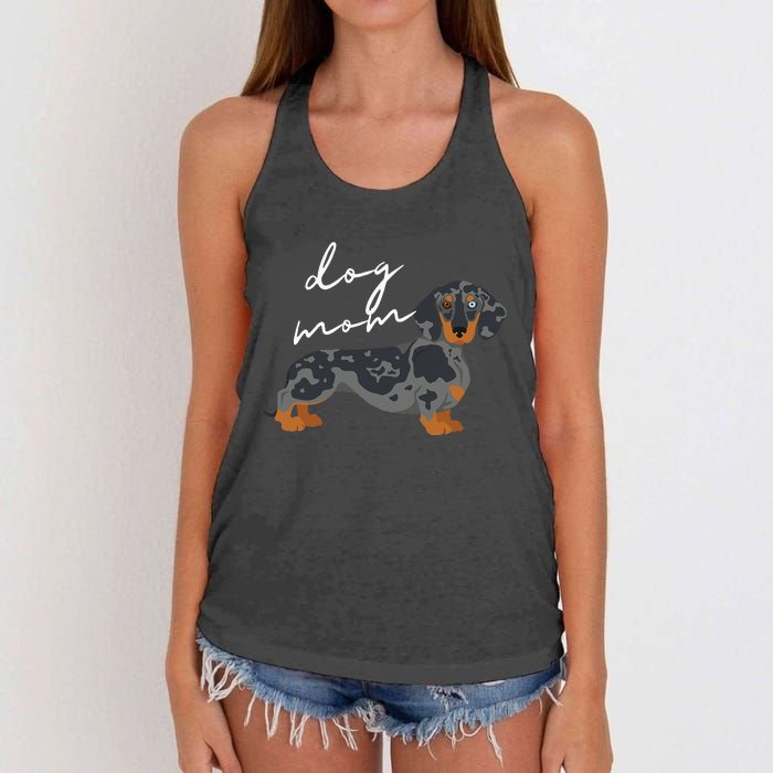 Dapple Dachshund Dog Mom Woman Women's Knotted Racerback Tank