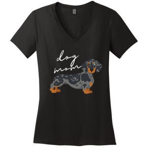 Dapple Dachshund Dog Mom Woman Women's V-Neck T-Shirt