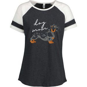 Dapple Dachshund Dog Mom Woman Enza Ladies Jersey Colorblock Tee