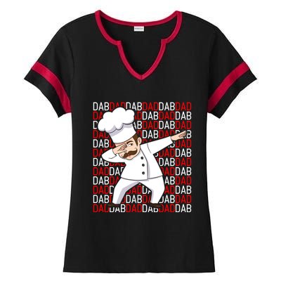 Dab Dad Dabbing Chef Funny Cooking Cook Fathers Day Gift Cute Gift Ladies Halftime Notch Neck Tee