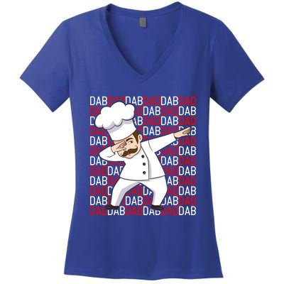 Dab Dad Dabbing Chef Funny Cooking Cook Fathers Day Gift Cute Gift Women's V-Neck T-Shirt