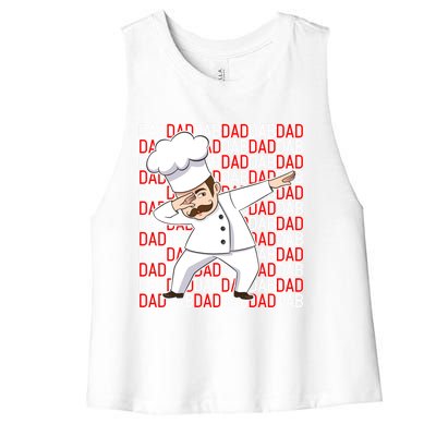 Dab Dad Dabbing Chef Funny Cooking Cook Fathers Day Gift Cute Gift Women's Racerback Cropped Tank