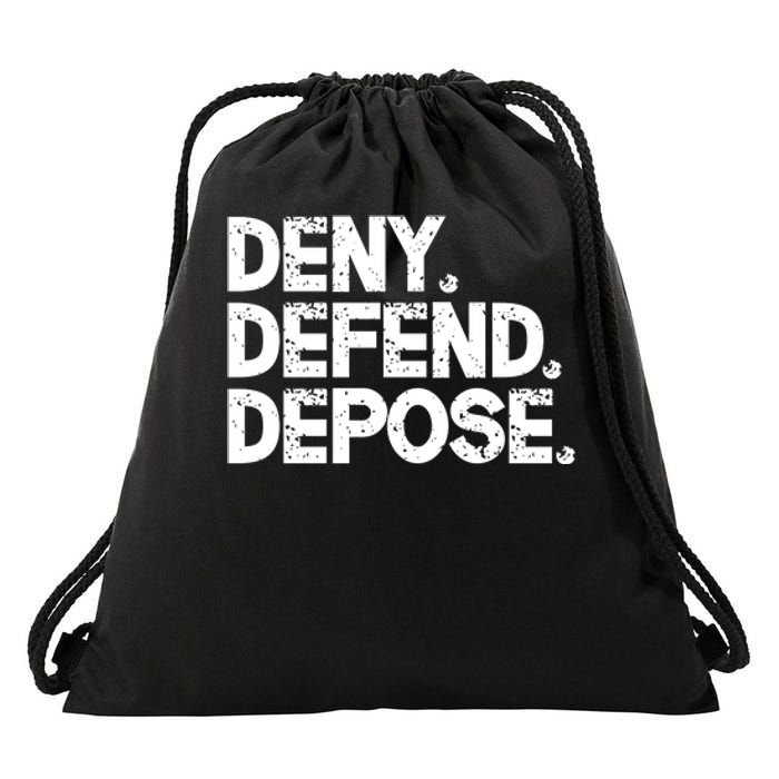 Deny Defend Depose Drawstring Bag