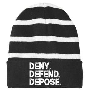 Deny Defend Depose Striped Beanie with Solid Band