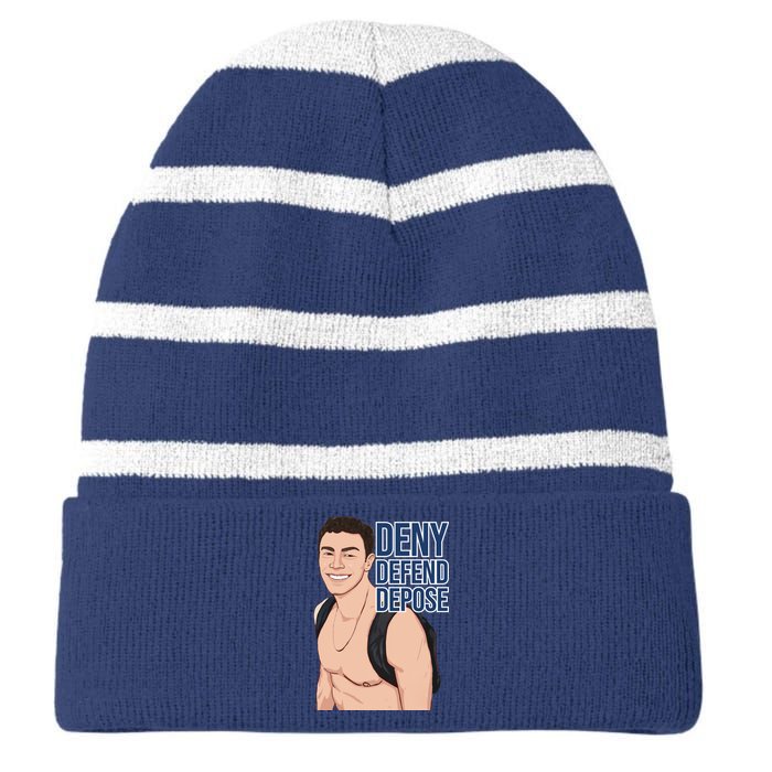 Deny Defend Depose Striped Beanie with Solid Band