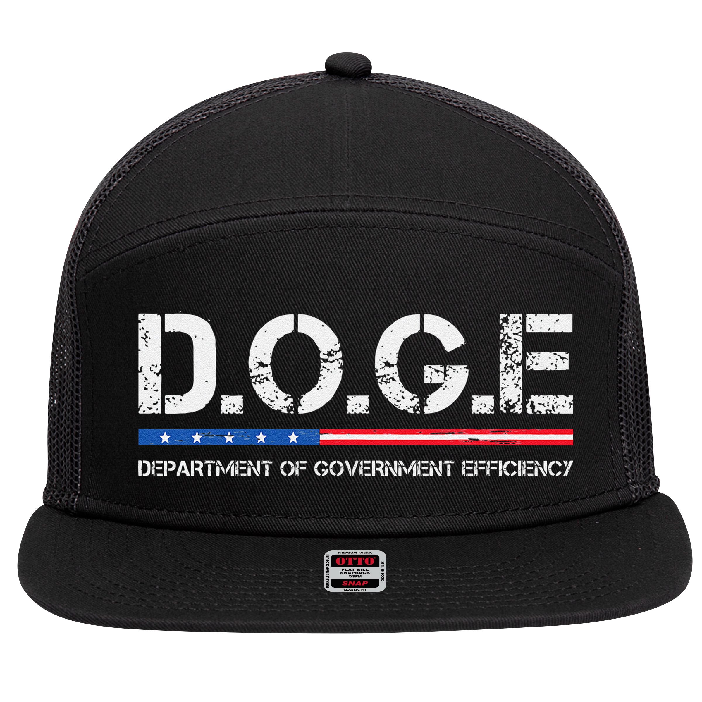 Doge D.O.G.E. Department Of Government Efficiency Gift 7 Panel Mesh Trucker Snapback Hat