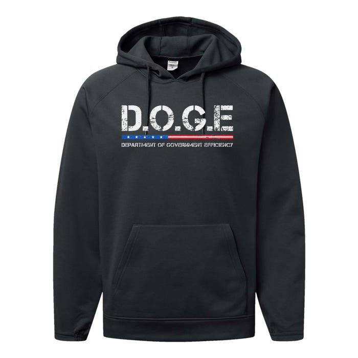 Doge D.O.G.E. Department Of Government Efficiency Gift Performance Fleece Hoodie