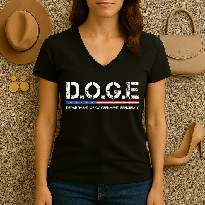 Doge D.O.G.E. Department Of Government Efficiency Gift Women's V-Neck T-Shirt