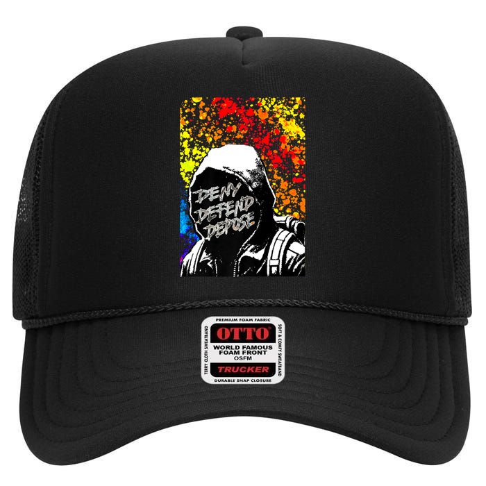 Delay Deny Defend Vintage Painting High Crown Mesh Back Trucker Hat