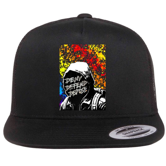 Delay Deny Defend Vintage Painting Flat Bill Trucker Hat