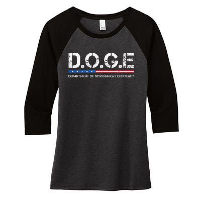 Doge D.O.G.E. Department Of Government Women's Tri-Blend 3/4-Sleeve Raglan Shirt