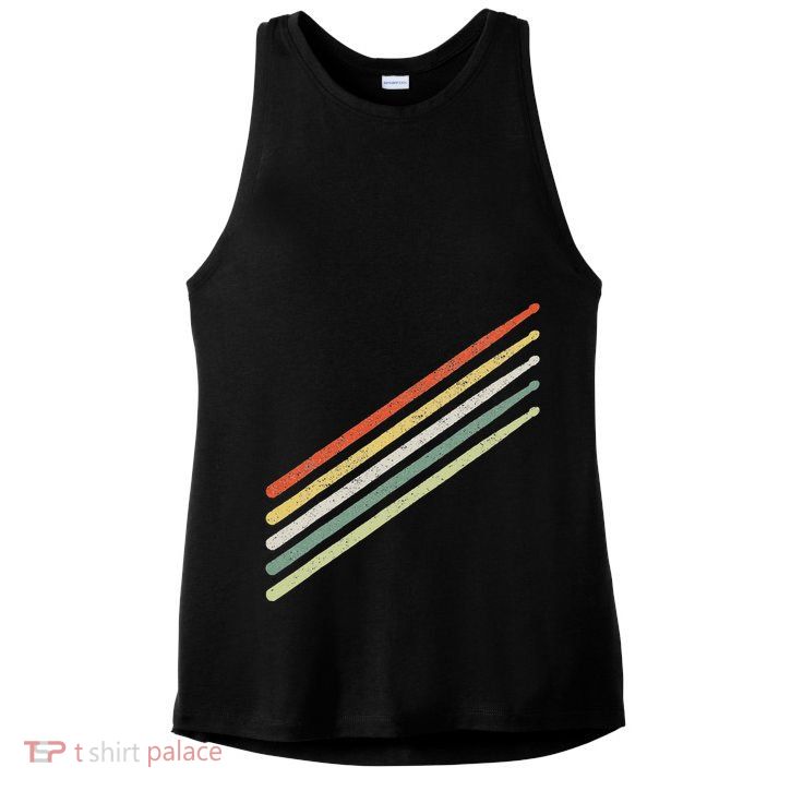 Drummer Drums Drumset Drumsticks Vintage Ladies PosiCharge Tri-Blend Wicking Tank