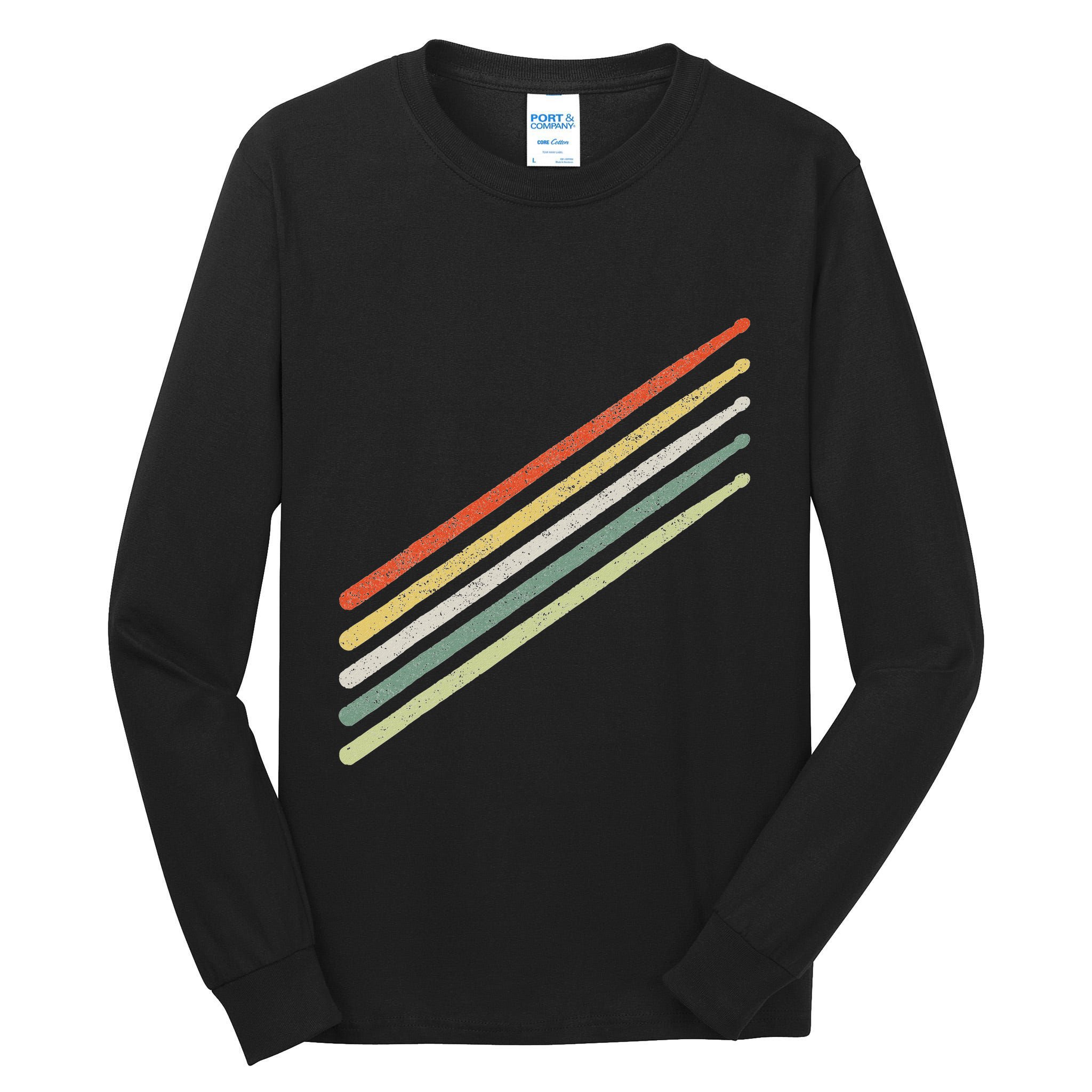 Drummer Drums Drumset Drumsticks Vintage Tall Long Sleeve T-Shirt