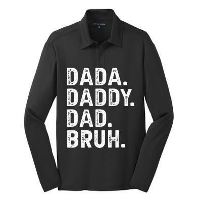 Dada Daddy Dad Bruh Funny Fathers Day Gift Silk Touch Performance Long Sleeve Polo