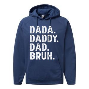 Dada Daddy Dad Bruh Funny Fathers Day Gift Performance Fleece Hoodie