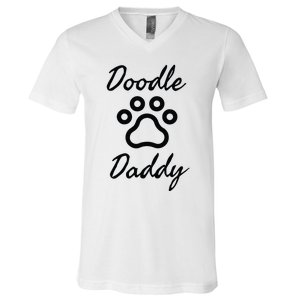 Dog Dad Doodle Daddy Dog V-Neck T-Shirt