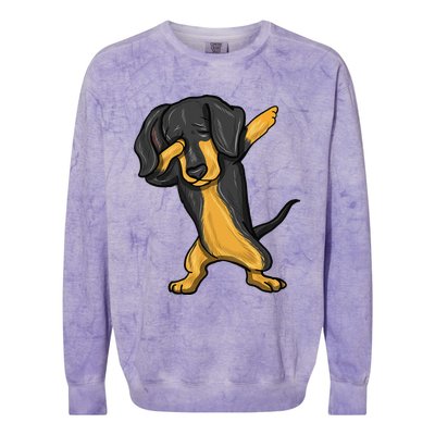 Dabbing Dachshund Doxie Dog Dab Dance Colorblast Crewneck Sweatshirt