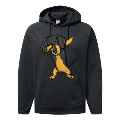 Dabbing Dachshund Doxie Dog Dab Dance Performance Fleece Hoodie