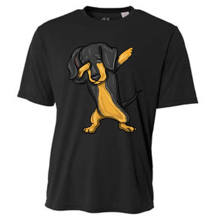 Dabbing Dachshund Doxie Dog Dab Dance Cooling Performance Crew T-Shirt