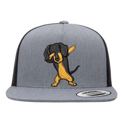 Dabbing Dachshund Doxie Dog Dab Dance Flat Bill Trucker Hat