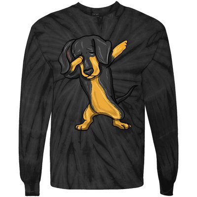 Dabbing Dachshund Doxie Dog Dab Dance Tie-Dye Long Sleeve Shirt