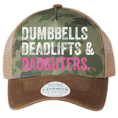 Dumbbells Deadlifts Daughters Funny Gym Workout Fathers Day Legacy Tie Dye Trucker Hat