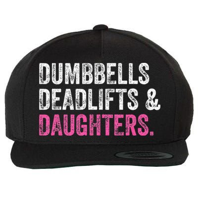 Dumbbells Deadlifts Daughters Funny Gym Workout Fathers Day Wool Snapback Cap