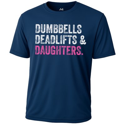 Dumbbells Deadlifts Daughters Funny Gym Workout Fathers Day Performance Shirt