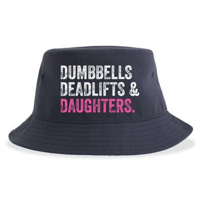 Dumbbells Deadlifts Daughters Funny Gym Workout Fathers Day Sustainable Bucket Hat
