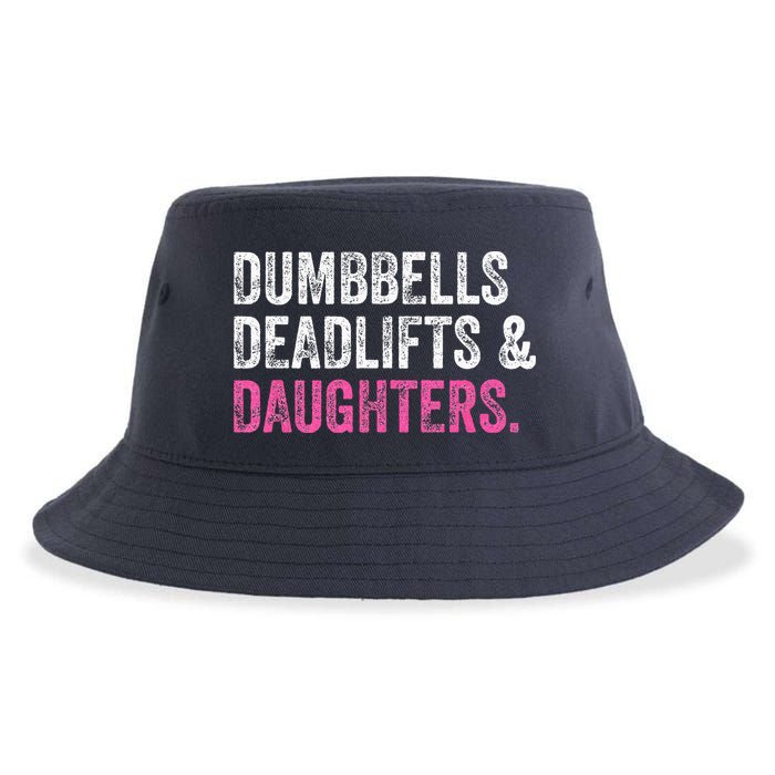 Dumbbells Deadlifts Daughters Funny Gym Workout Fathers Day Sustainable Bucket Hat